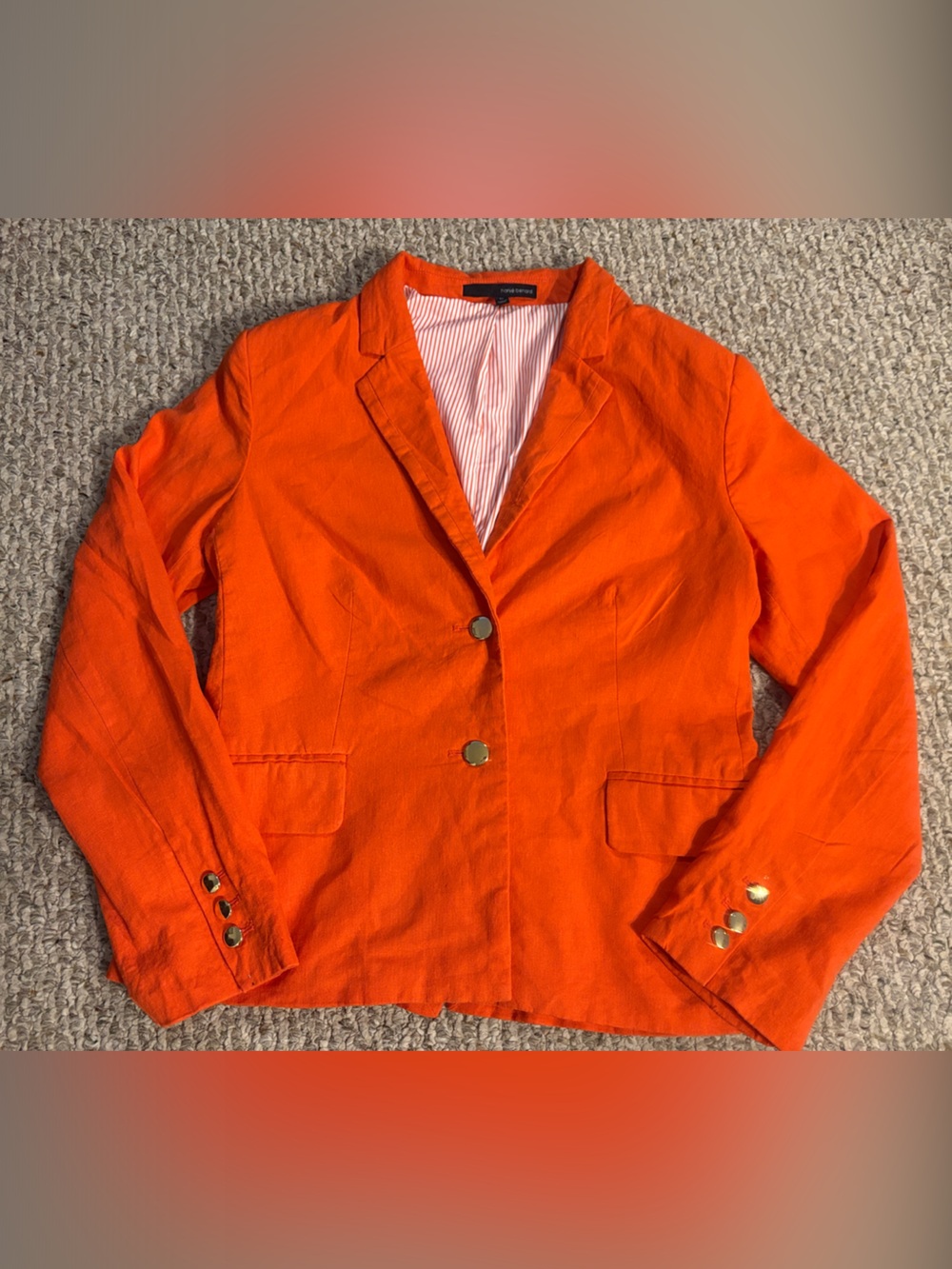 Harve Benard Women’s Orange Linen-Blend Blazer, Size 10